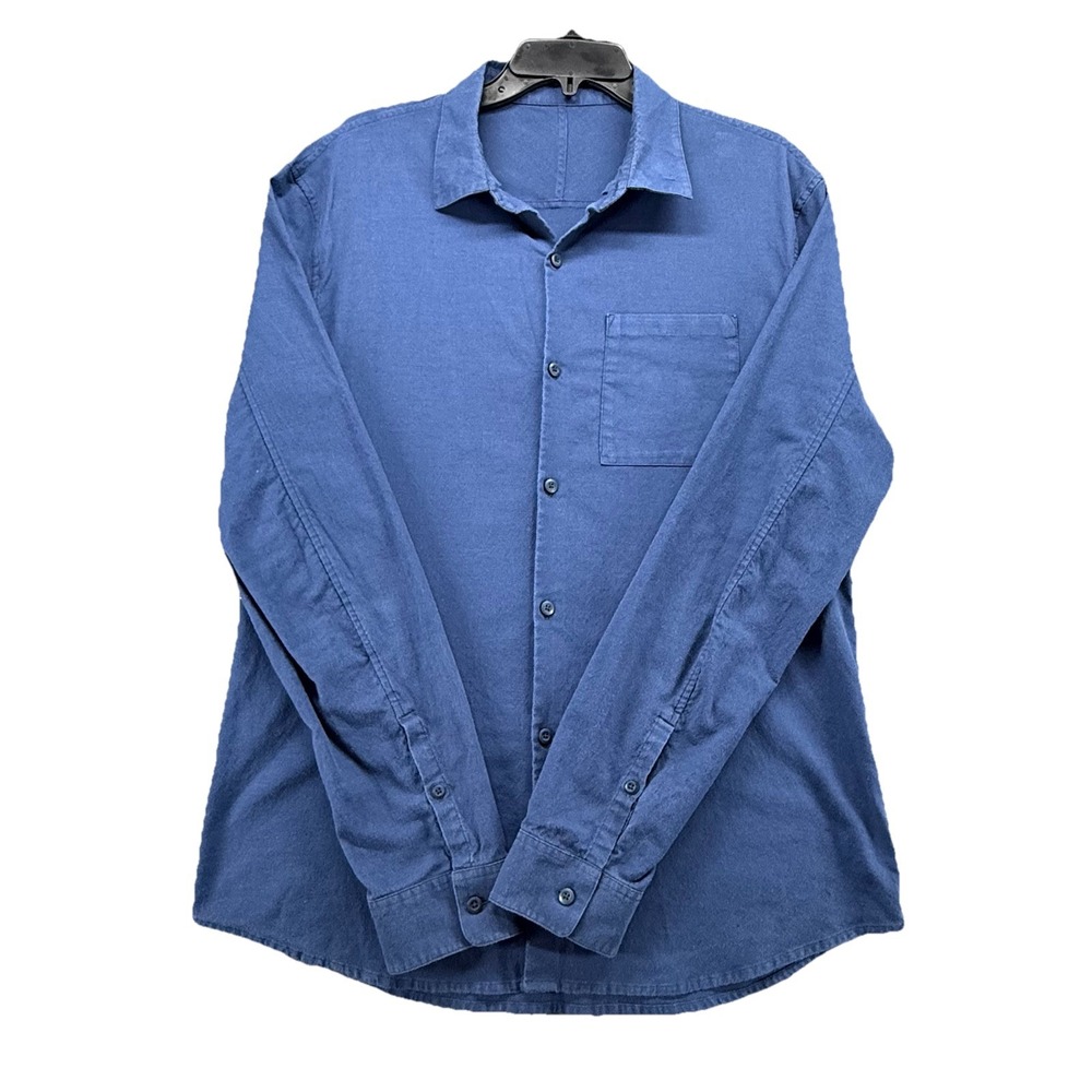 LULULEMON Button Up Shirt Mens Large Blue Long Sleeve‎ Casual Workwear